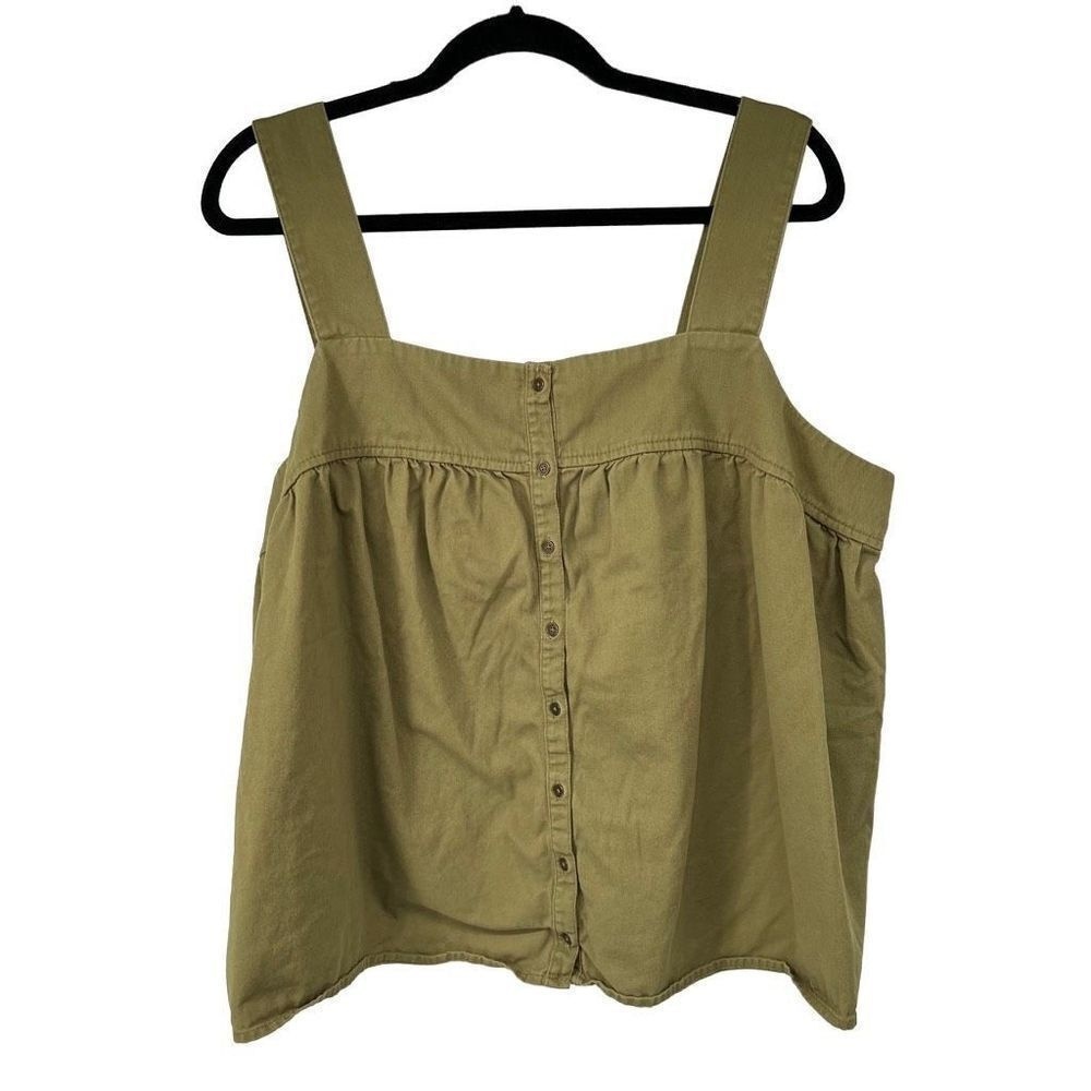Old Navy Olive Green Faux‎ Button Tank Top Womens XL